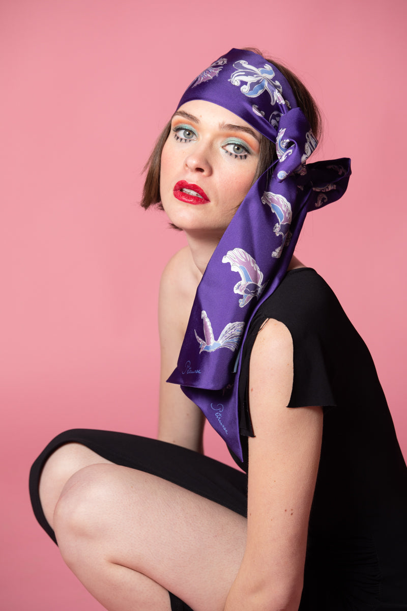 Foulard Femme Petrusse Diane Ultraviolet - Ruban En Soie