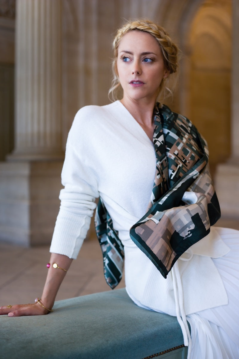 SILK SCARF 90 - ARIANE KAKI