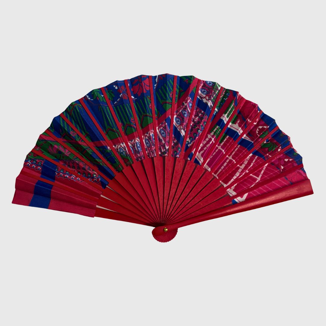 EVENTAIL SOUS LE CIEL DE PARIS BOIS ROUGE - DOMINANTE BLEU