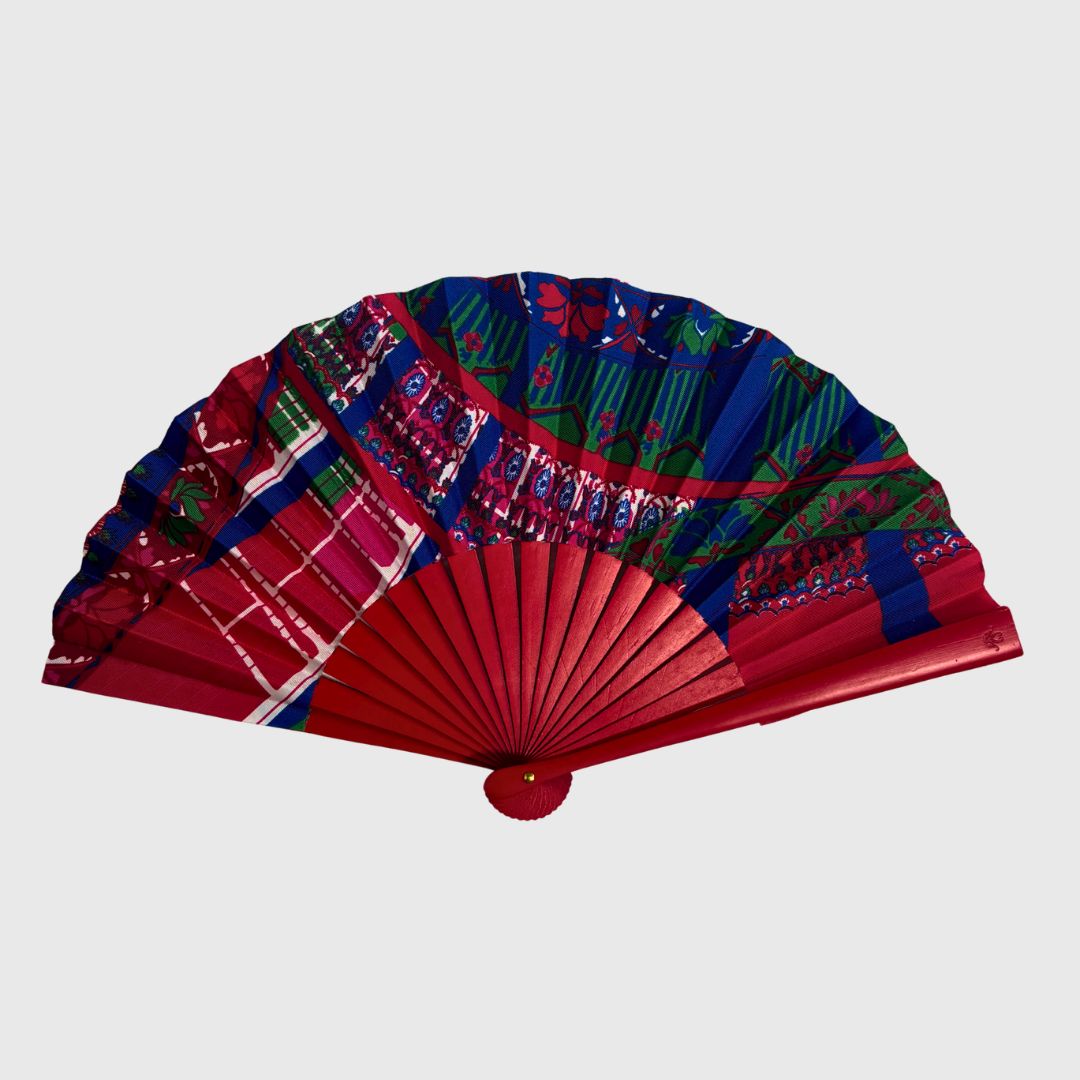 EVENTAIL SOUS LE CIEL DE PARIS BOIS ROUGE - DOMINANTE BLEU