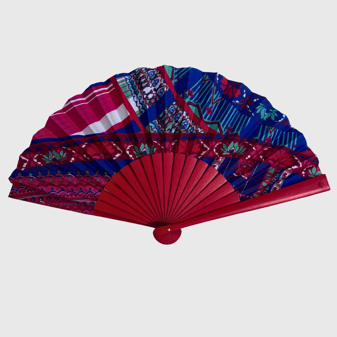 EVENTAIL SOUS LE CIEL DE PARIS BOIS ROUGE - DOMINANTE BLEU