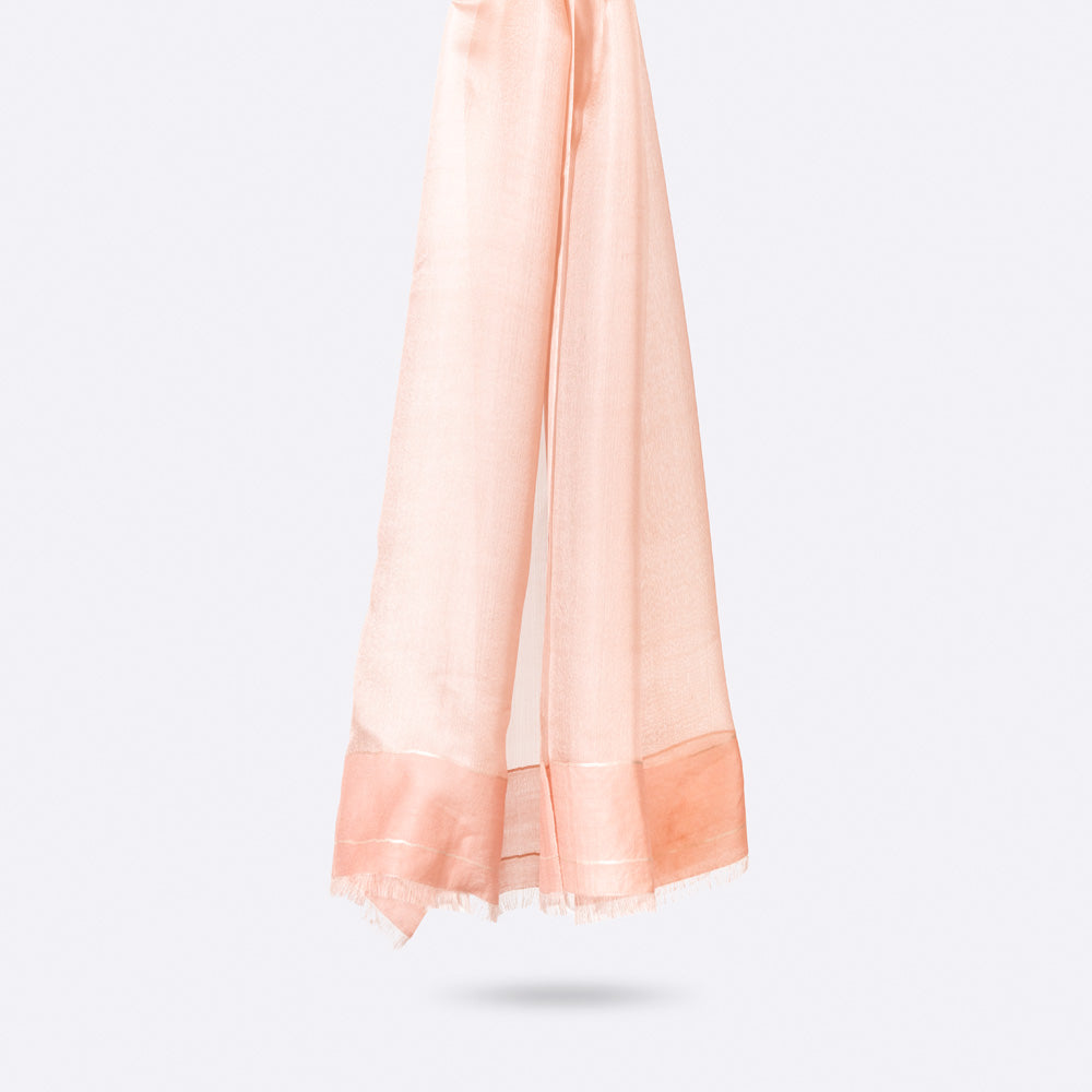 SILK & WOOL STOLE - ORGANZA BEIGE PINK