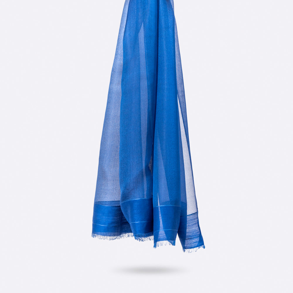 SILK & WOOL STOLE - ORGANZA BLUE