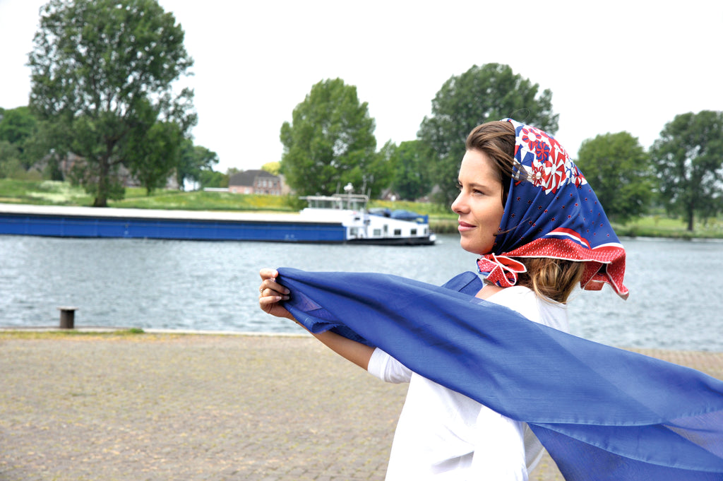 SILK & WOOL STOLE - ORGANZA BLUE