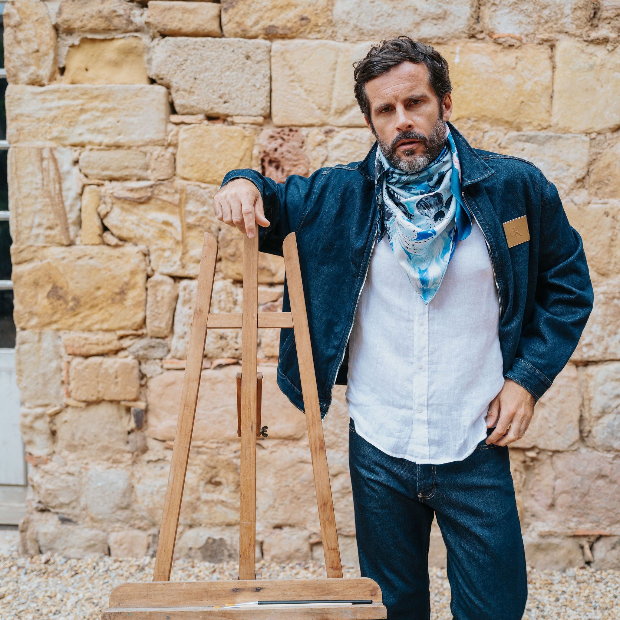 Carré de Soie - Abyssé Bleu Denim | PETRUSSE 