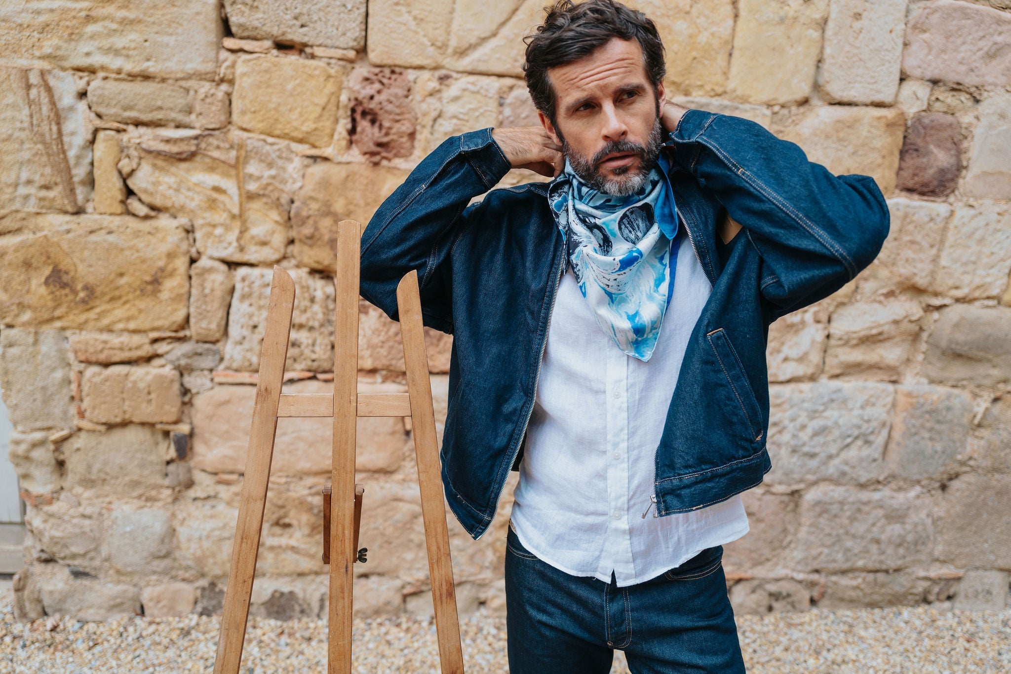 Carré de Soie - Abyssé Bleu Denim | PETRUSSE 