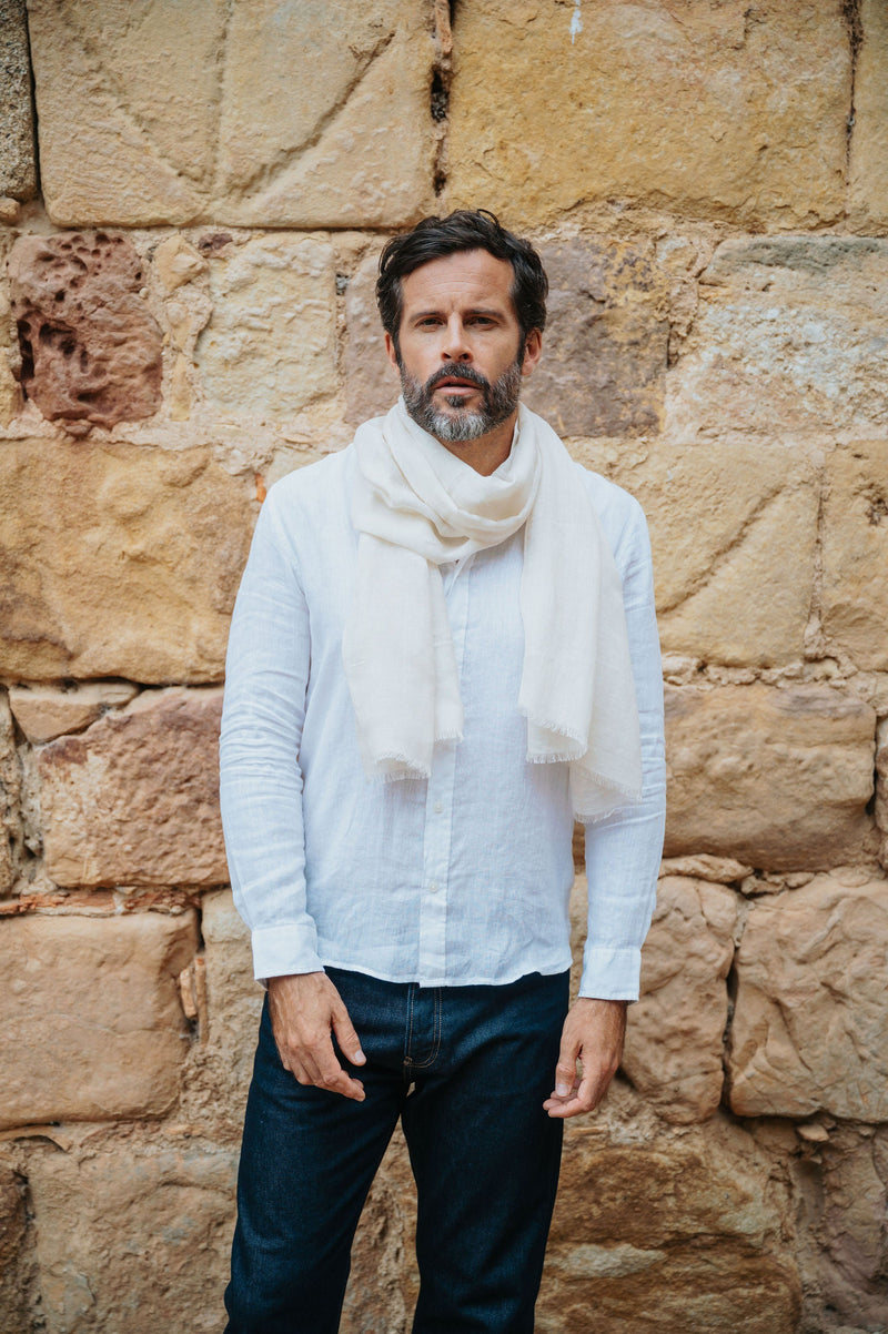 Écharpe En Lin Petrusse Anatole Ecru Pour Femme Et Homme