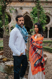 Carré en Soie 105 x 105 ORIA DENIM | Petrusse 