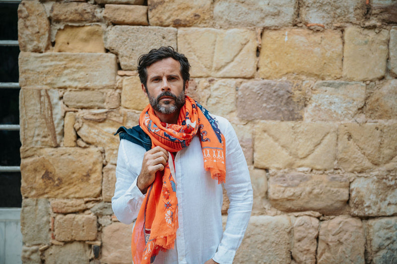 Écharpe en Laine SOUS LE CIEL DE PARIS ÉTOLE ORANGE | PETRUSSE 