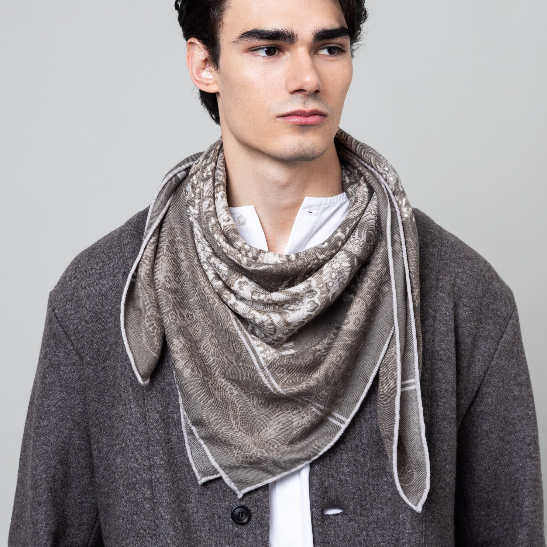 CARRE LAINE 100 - MOON TWILL VERT DE GRIS