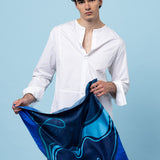 SILK SCARF 65 - ORPHEE EMERALD SAPPHIRE