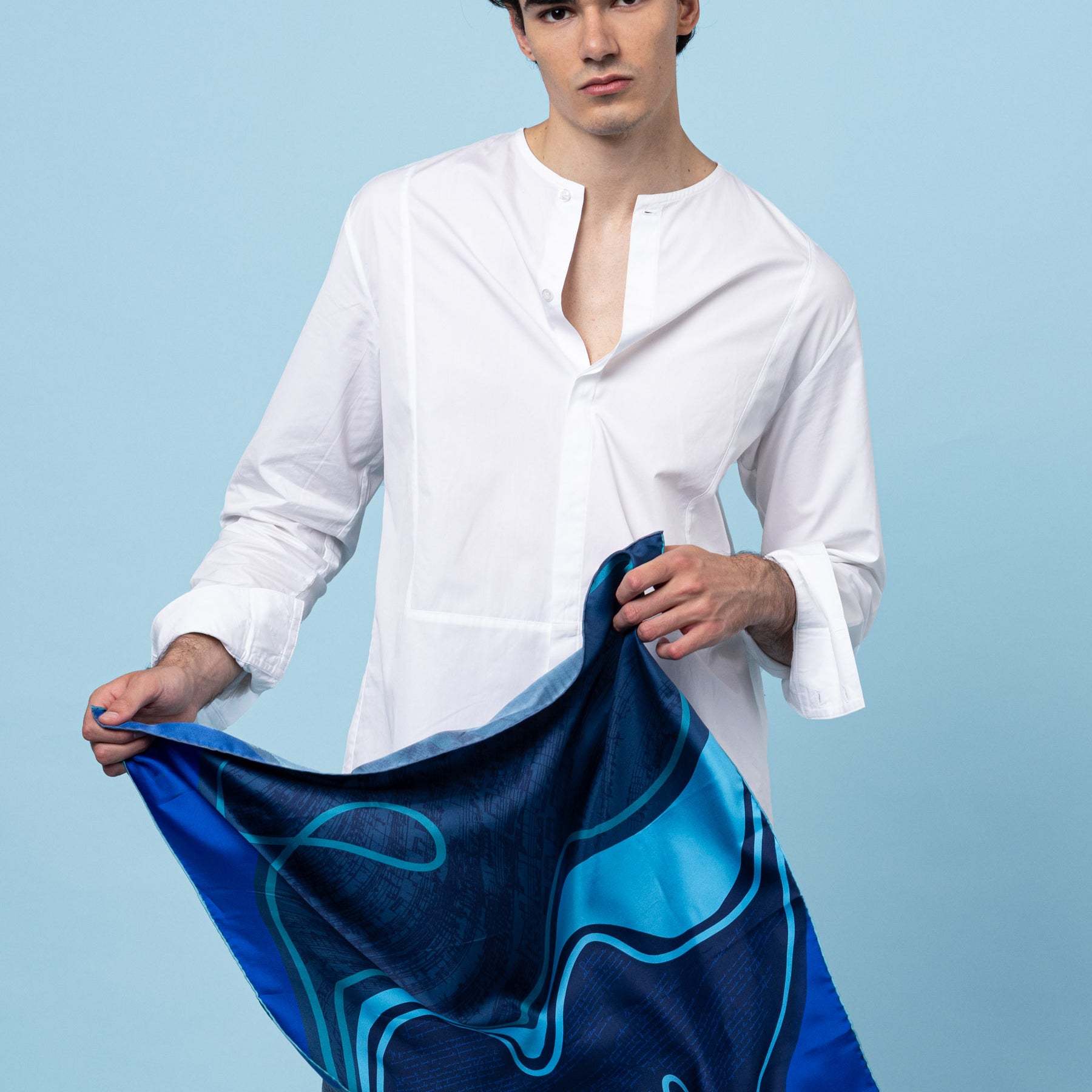 SILK SCARF 65 - ORPHEE EMERALD SAPPHIRE
