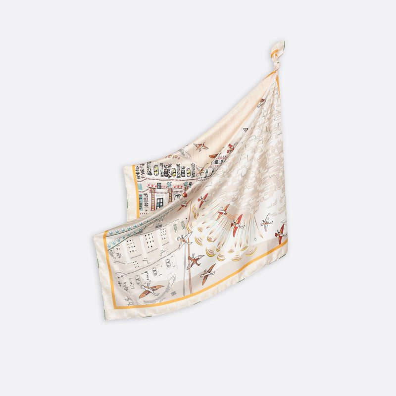 CARRE SOIE 105 - LOUVRE SUR LE NIL BEIGE SABLE