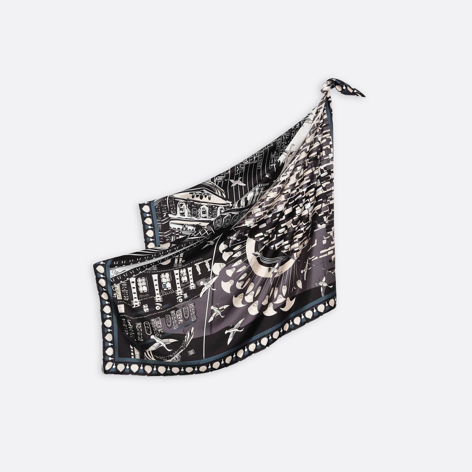 SILK SCARF 105 - SUR LE NIL BLACK