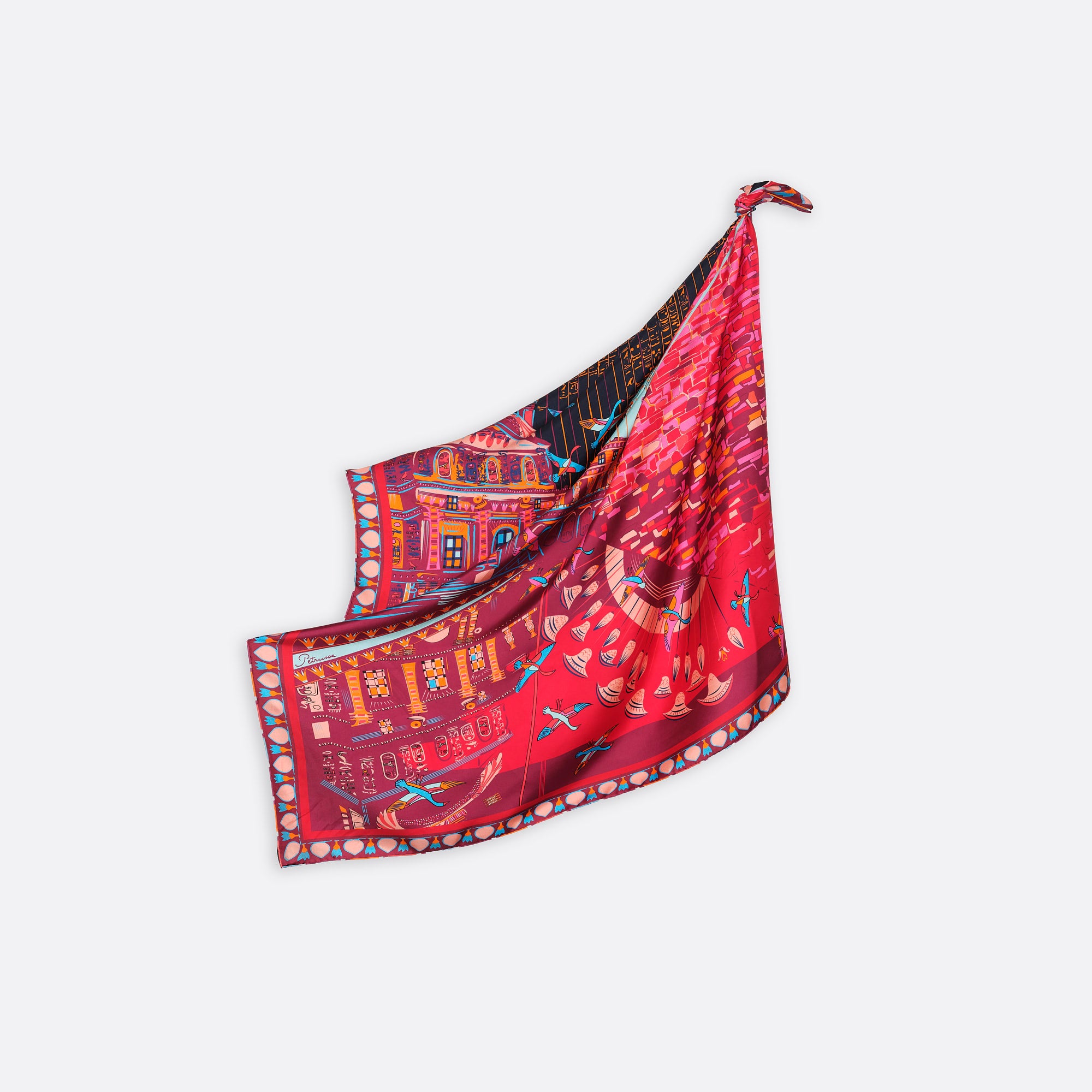SILK SCARF 105 - SUR LE NIL RED