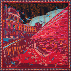 SILK SCARF 105 - LOUVRE SUR LE NIL RED