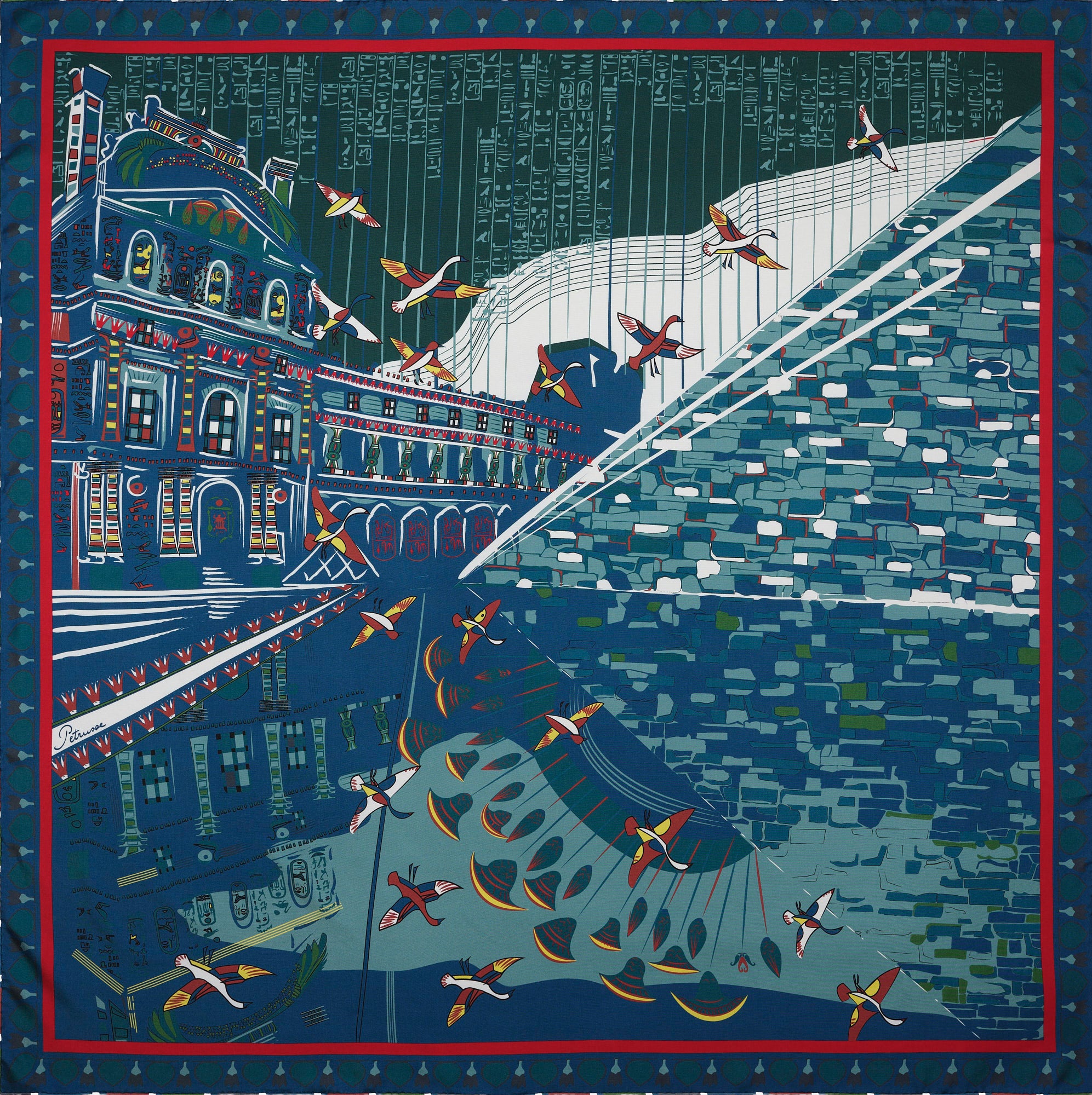 CARRE SOIE 105 - LOUVRE SUR LE NIL VERT