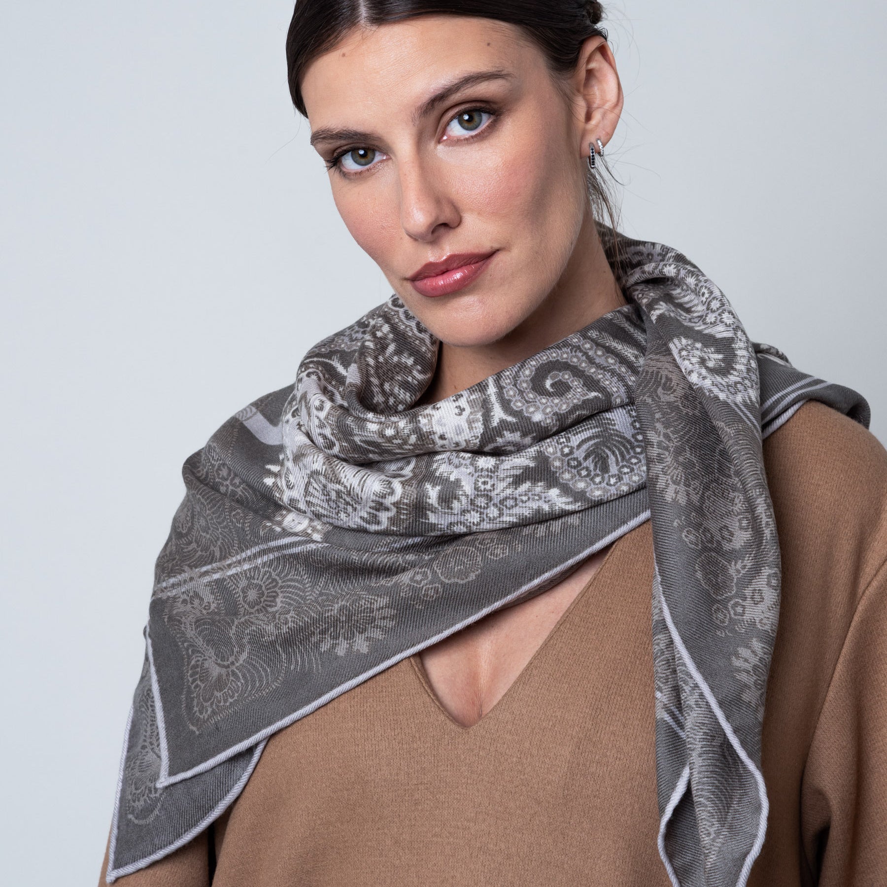 CARRE LAINE 100 - MOON TWILL VERT DE GRIS