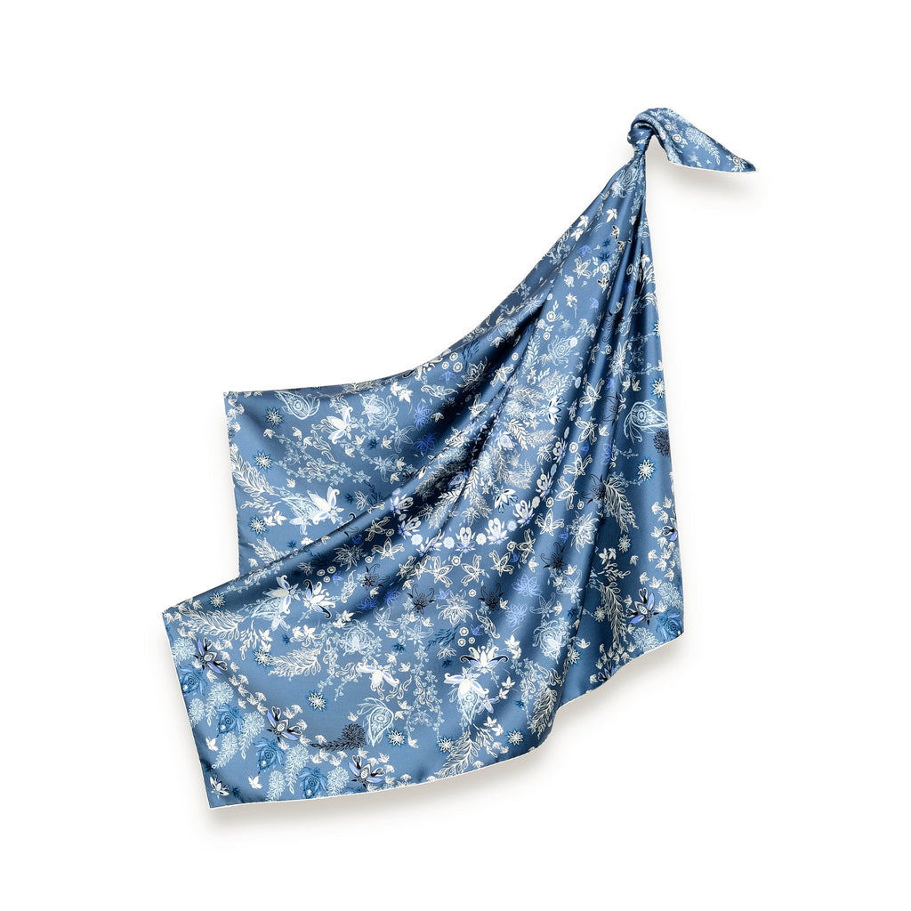 Carré en Soie 105 x 105 ORIA DENIM | Petrusse 