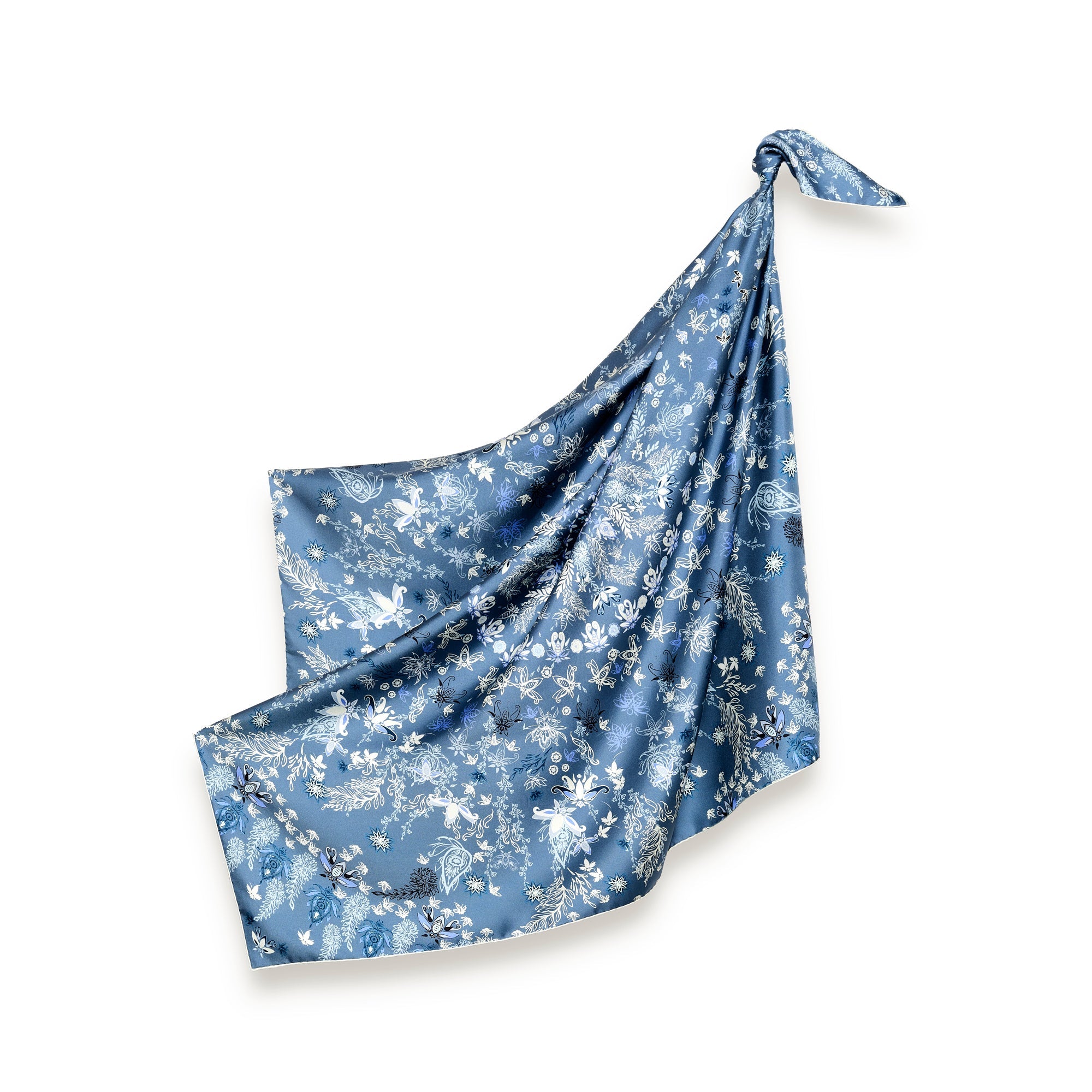 Carré en Soie 105 x 105 ORIA DENIM | Petrusse 