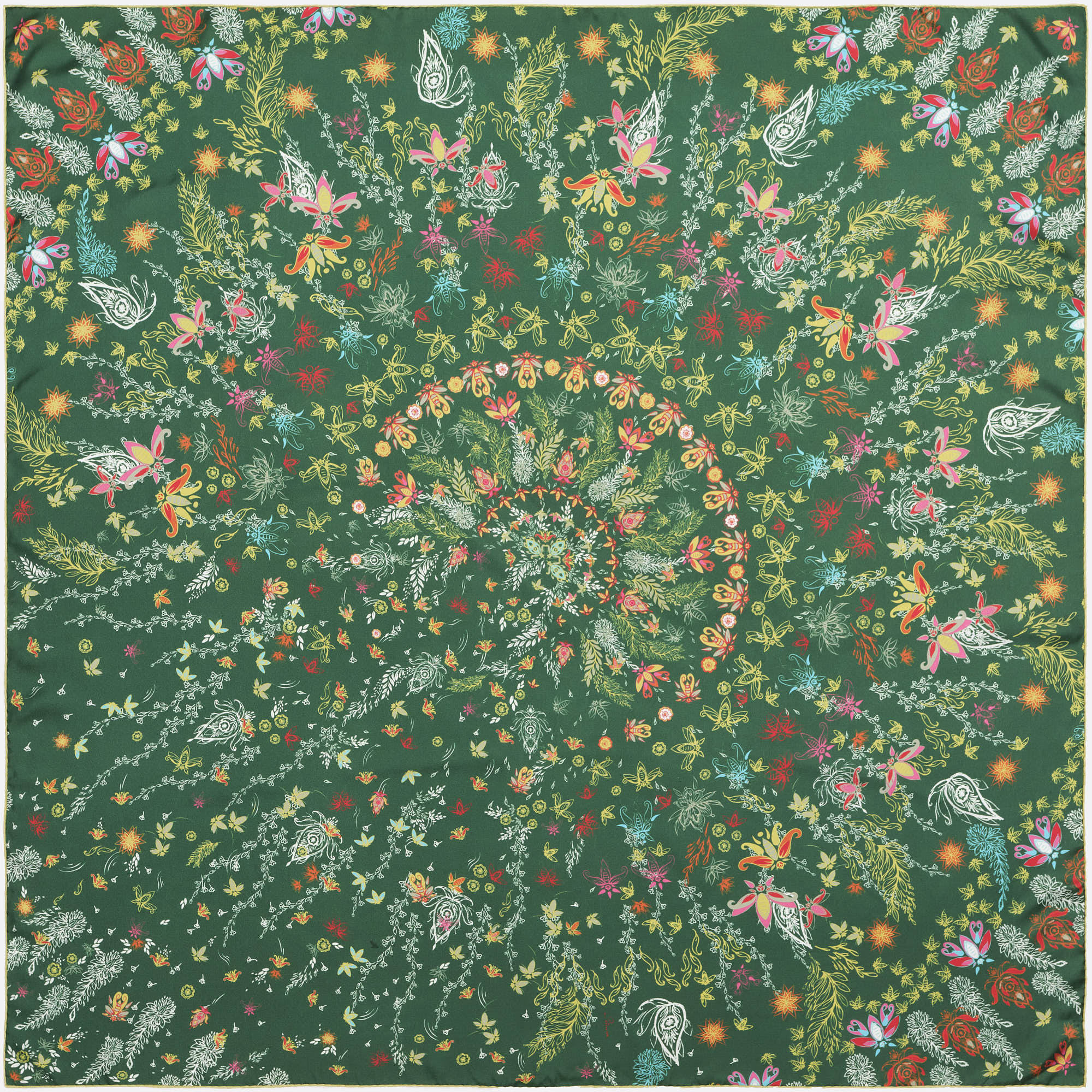 Carré en Soie 105 x 105 ORIA VERT | Petrusse 