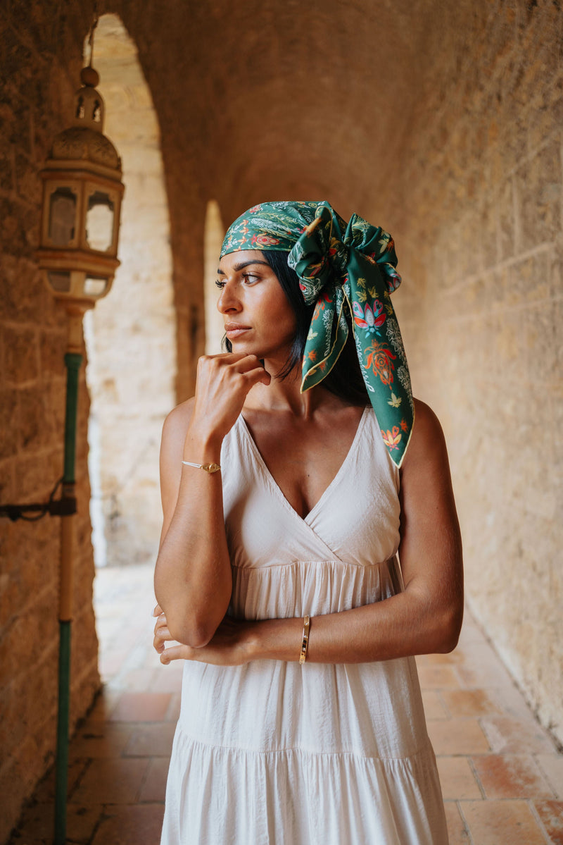 Carré en Soie 105 x 105 ORIA VERT | Petrusse 