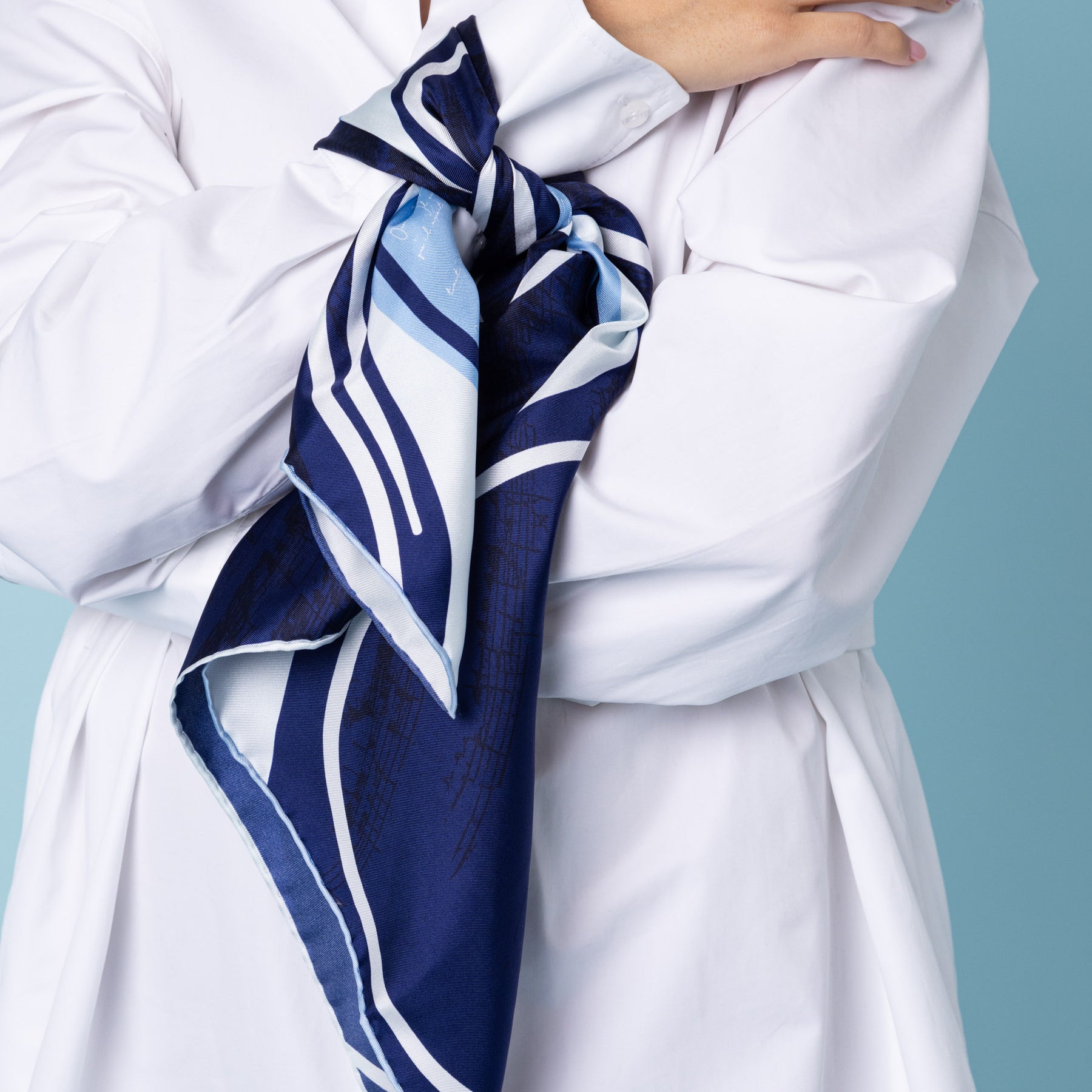 SILK SCARF 65 - ORPHEE BLUE