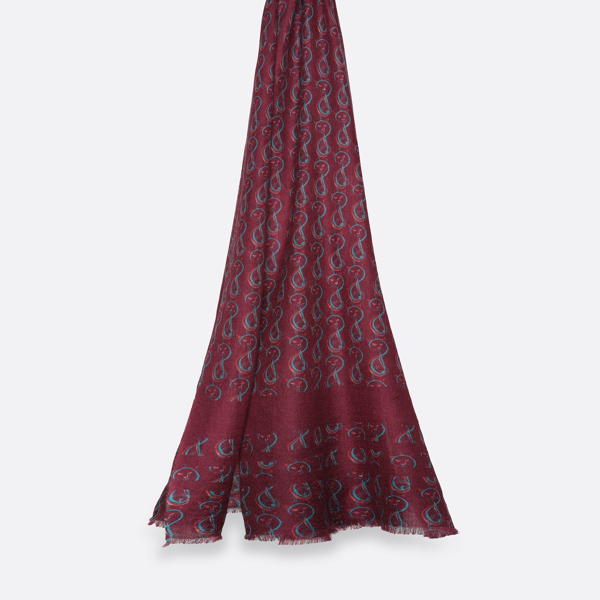 CASHMERE STOLE - OSCAR BURGUNDY RED