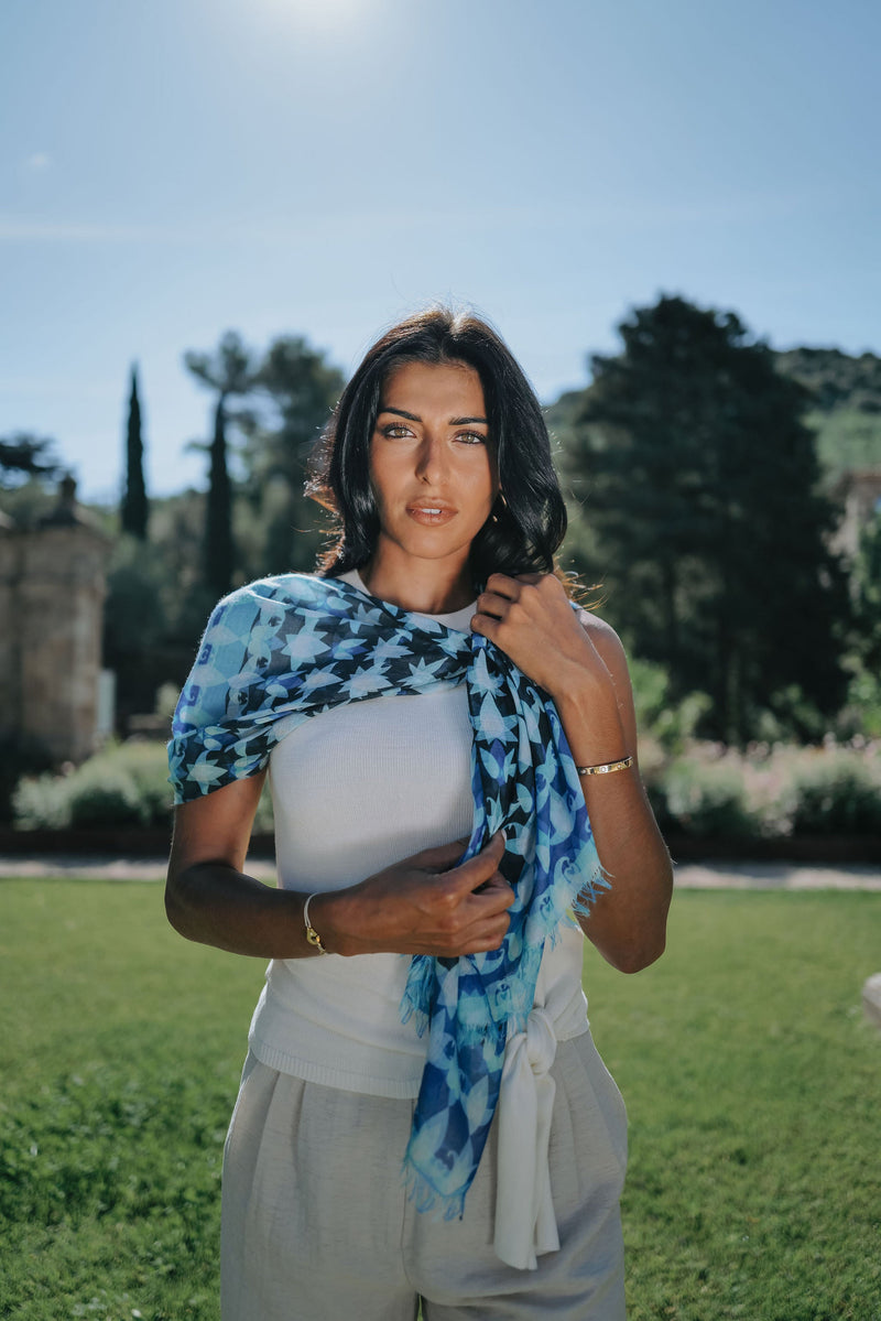 SAHARA BLEU – Écharpe pour femme et homme en modal & soie | Petrusse