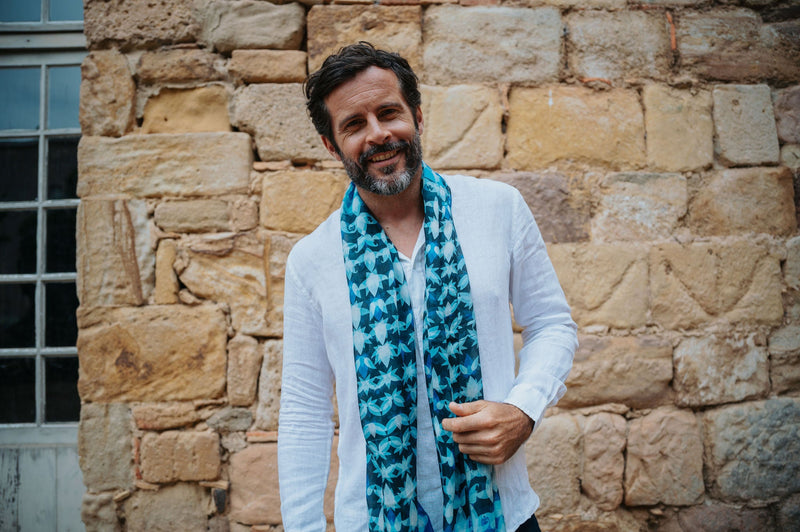 SAHARA BLEU – Écharpe pour femme et homme en modal & soie | Petrusse