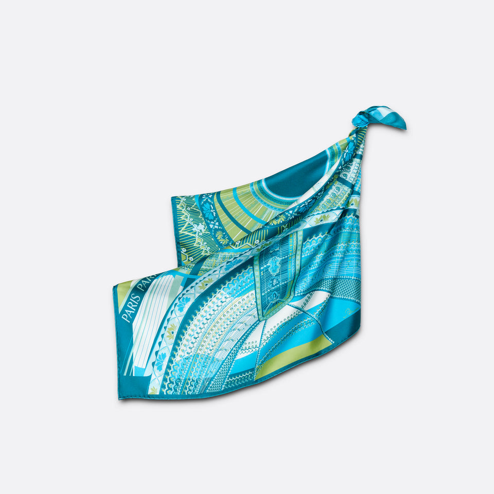 SILK SCARF 65 - SOUS LE CIEL DE PARIS RESEDA EMERALD