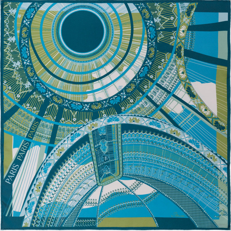 SILK SCARF 65 - SOUS LE CIEL DE PARIS RESEDA EMERALD