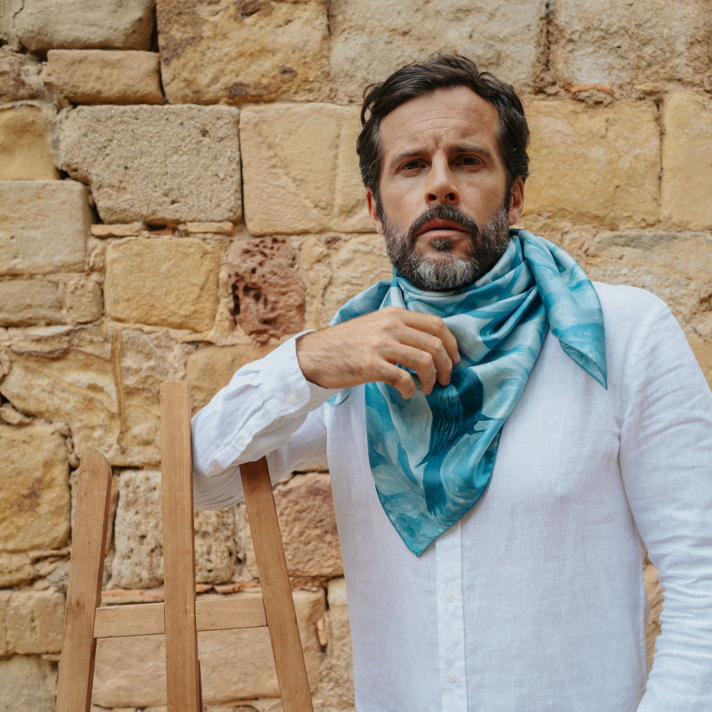 Carré en soie VIDA DENIM 90x90cm | Petrusse