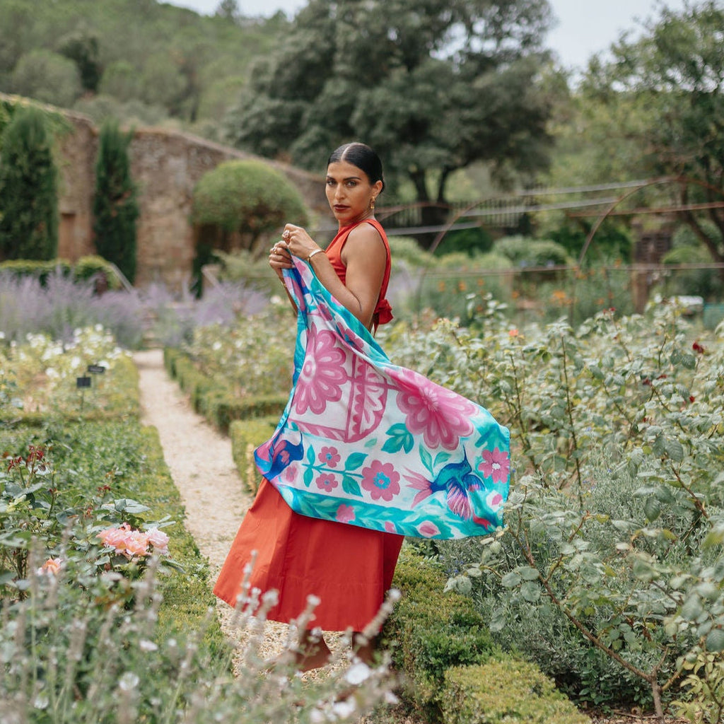 Carré en soie VIDA EMERAUDE 90x90cm | Petrusse