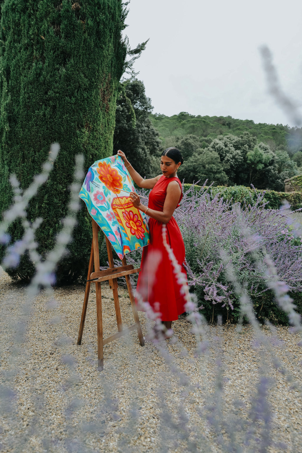 Carré en soie VIDA FUCHSIA 90x90cm | Petrusse