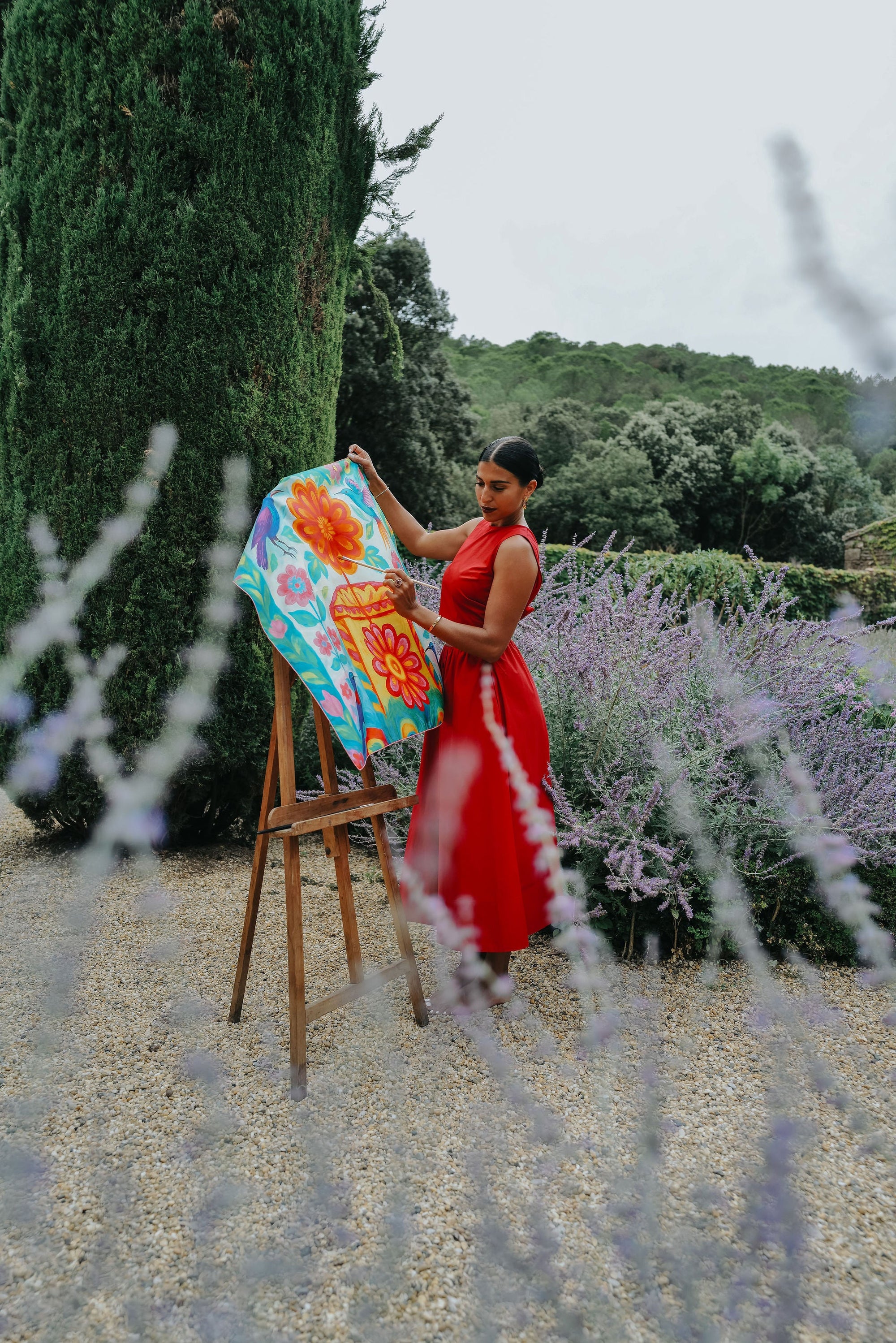 Carré en soie VIDA FUCHSIA 90x90cm | Petrusse