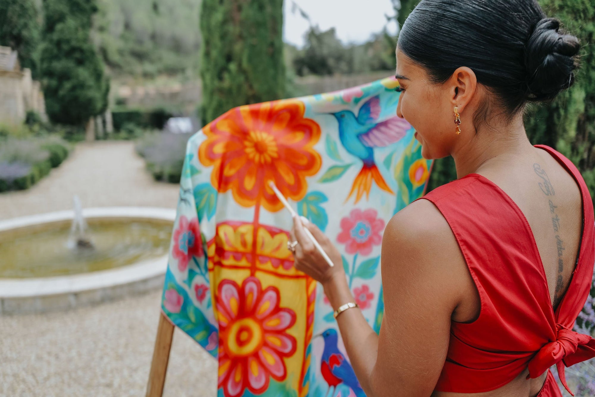 Carré en soie VIDA FUCHSIA 90x90cm | Petrusse