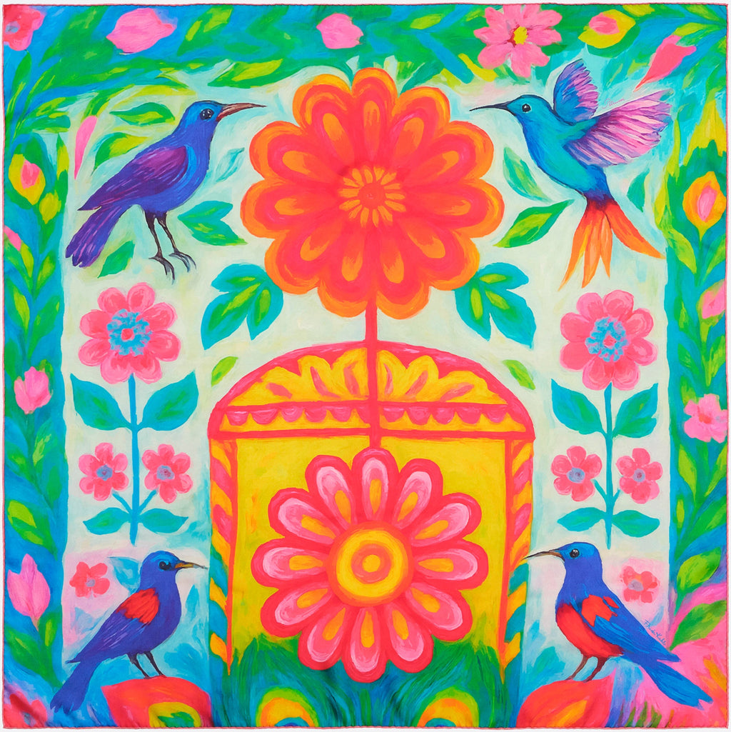 Carré en soie VIDA FUCHSIA 90x90cm | Petrusse