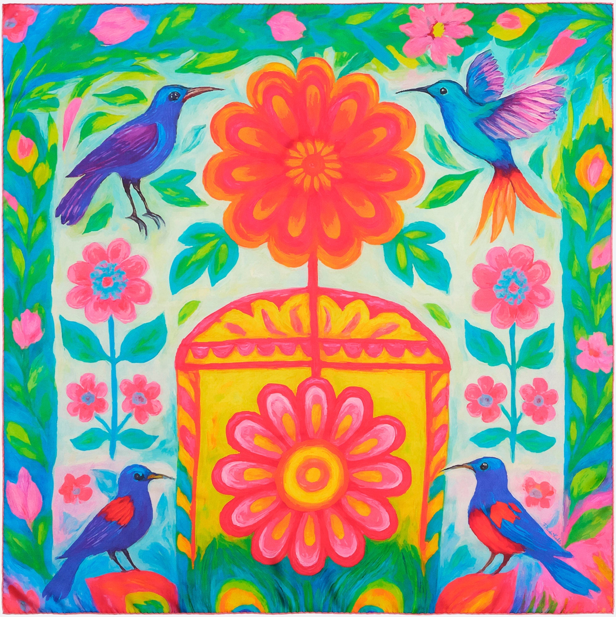 Carré en soie VIDA FUCHSIA 90x90cm | Petrusse