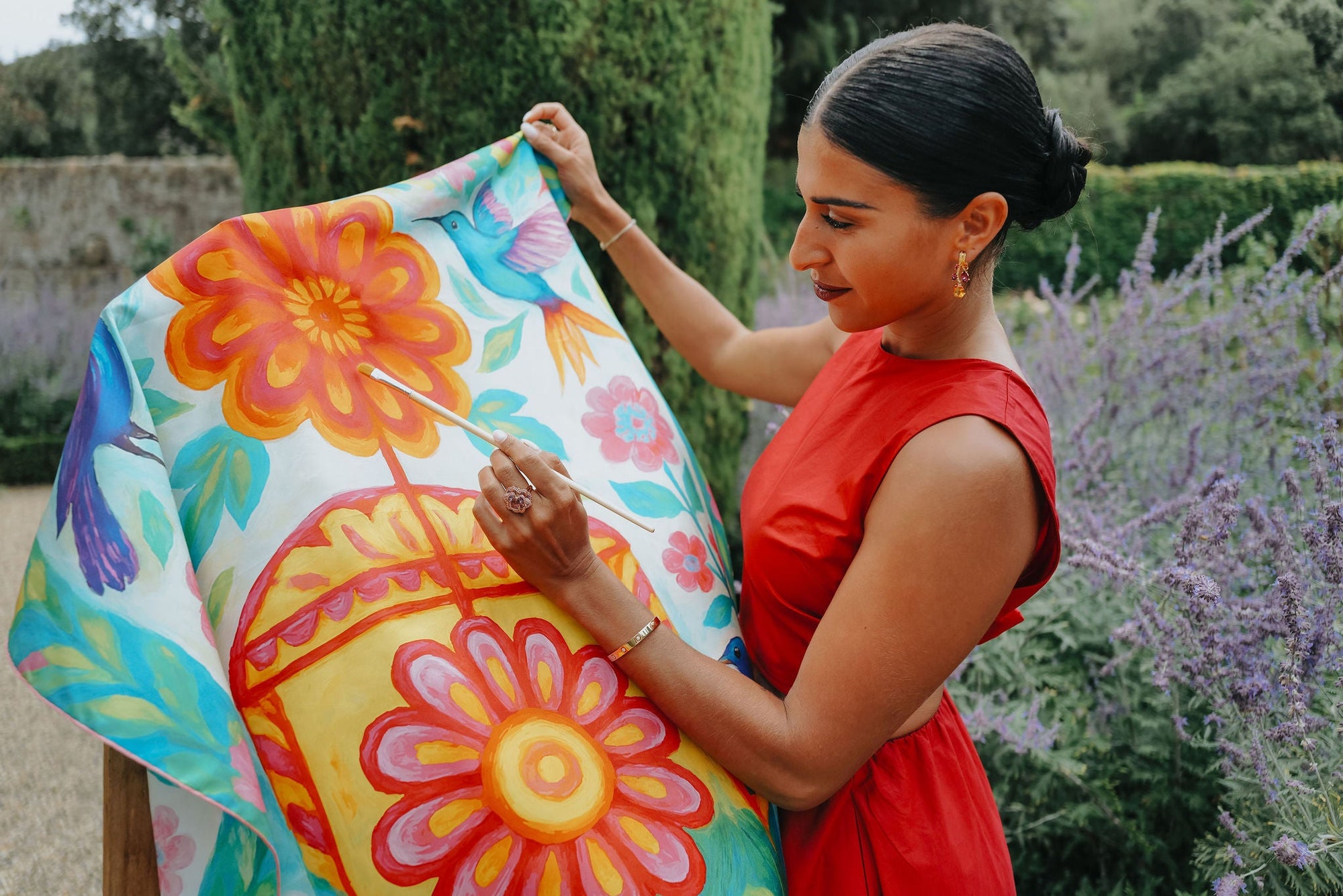 Carré en soie VIDA FUCHSIA 90x90cm | Petrusse