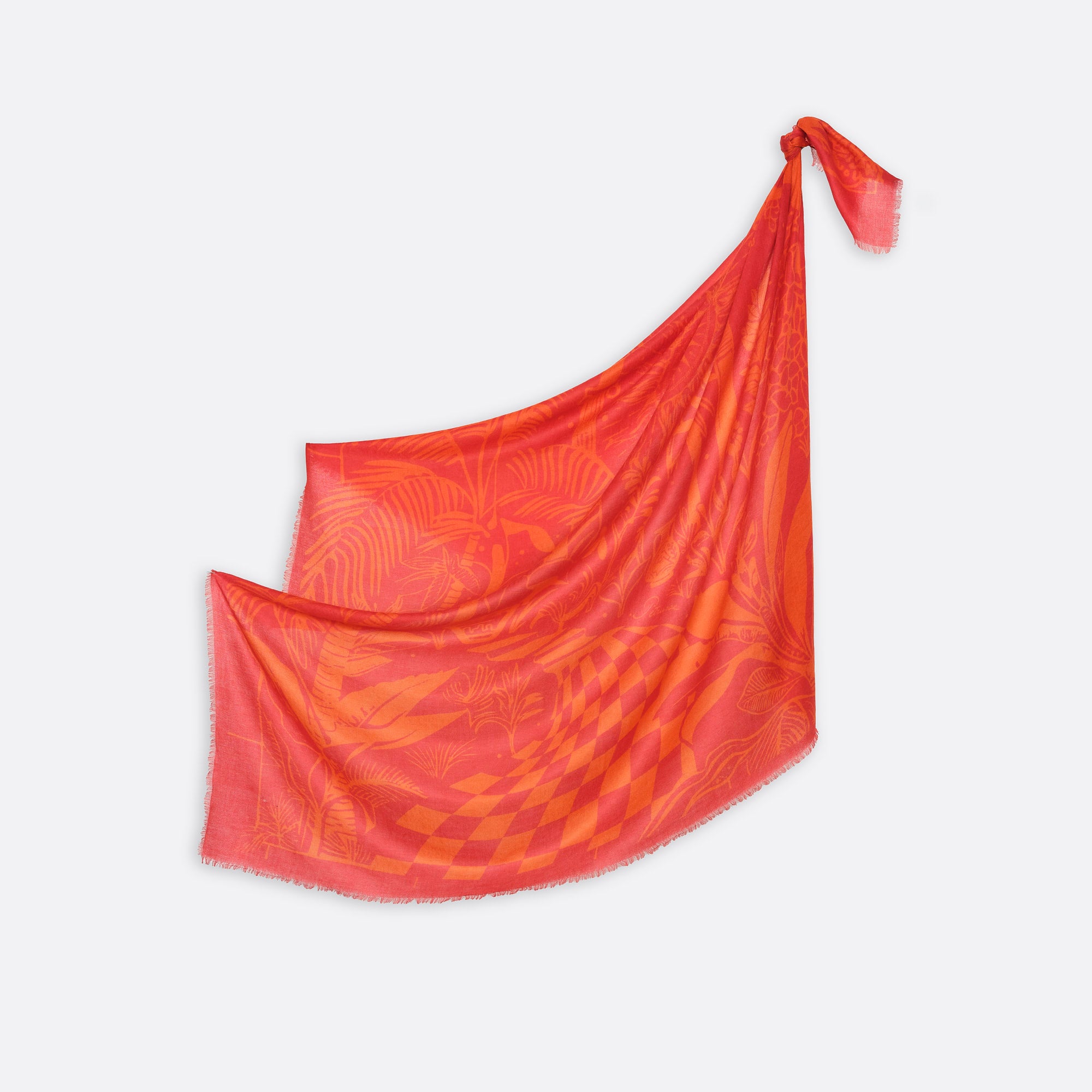 CASHMERE SCARF 120 - VILLA FIRE RED