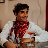 SILK SCARF 105 - SUR LE NIL RED