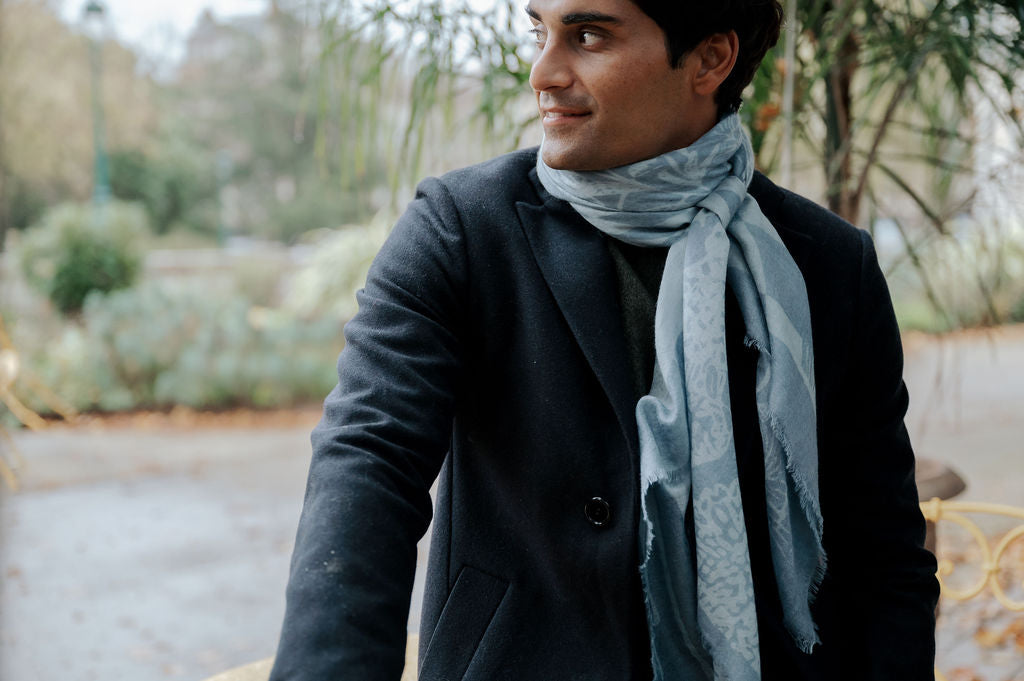 CASHMERE SCARF 120 - VILLA DENIM BLUE