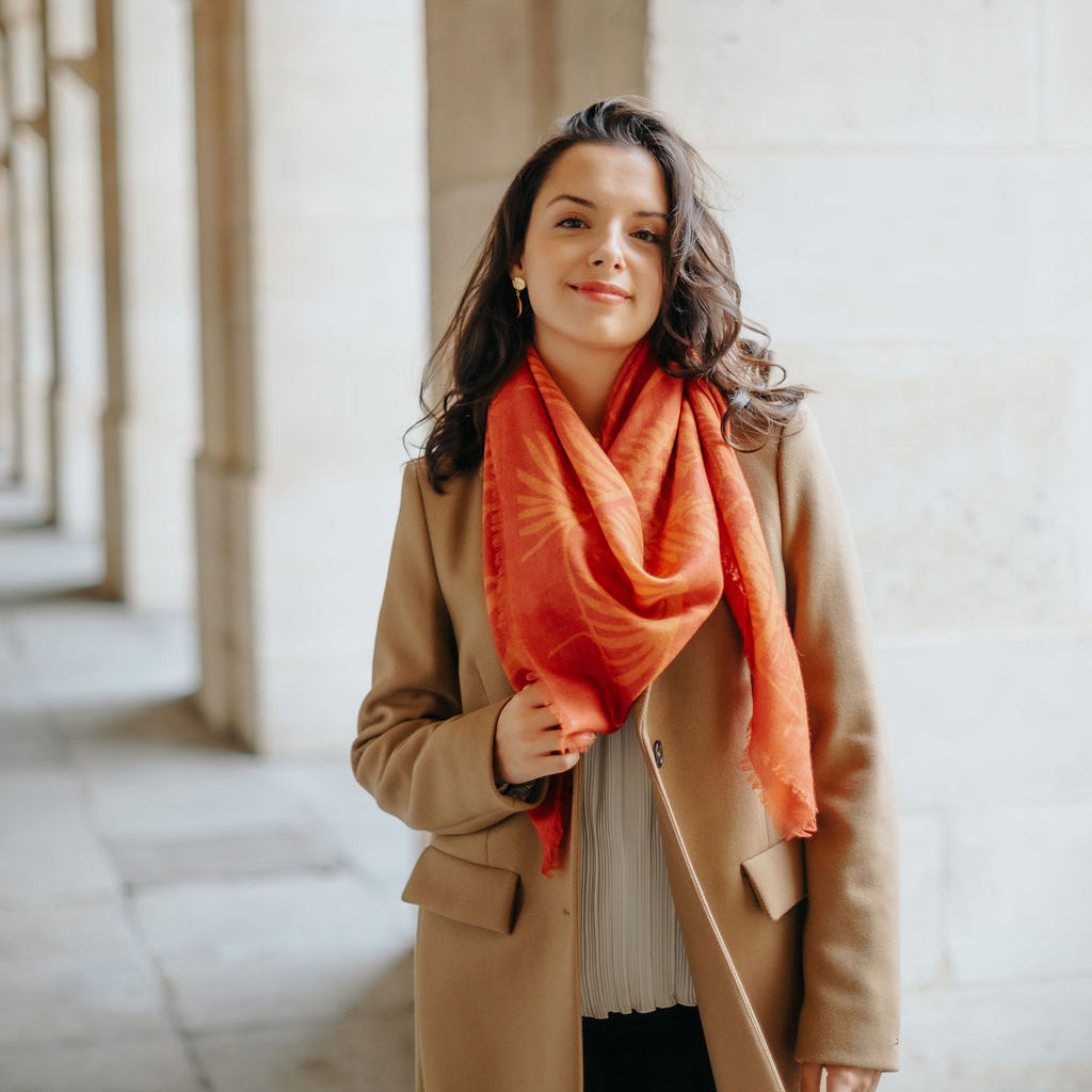 CASHMERE SCARF 120 - VILLA FIRE RED