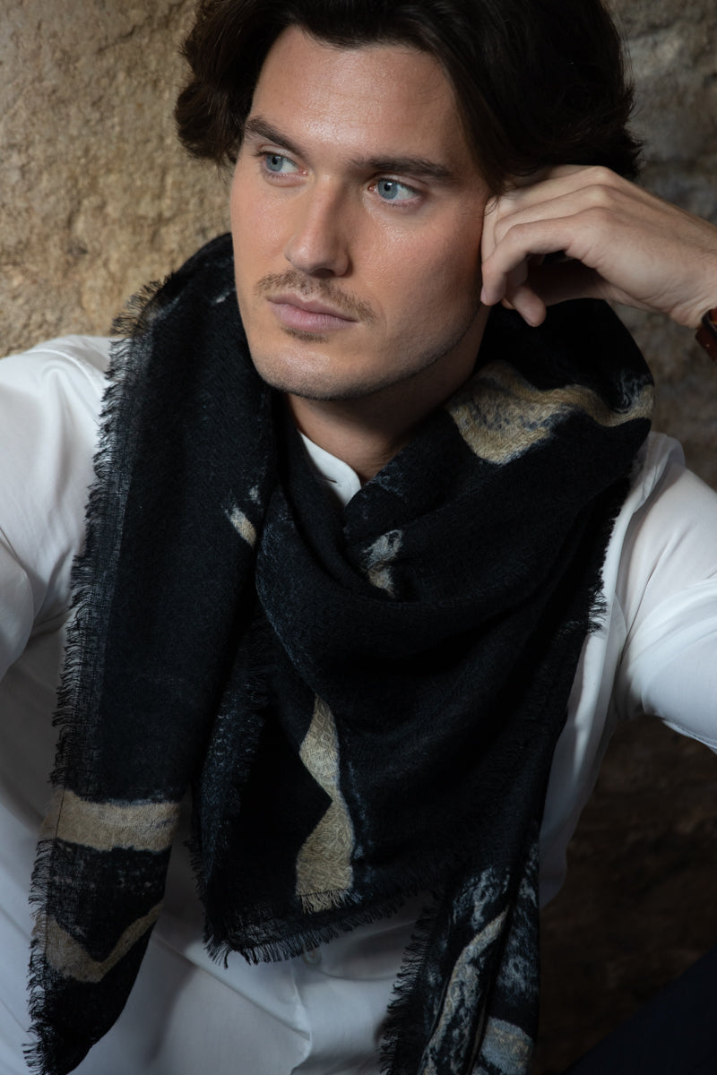 WOOL SCARF 120 - ALLURE EBENE BLACK