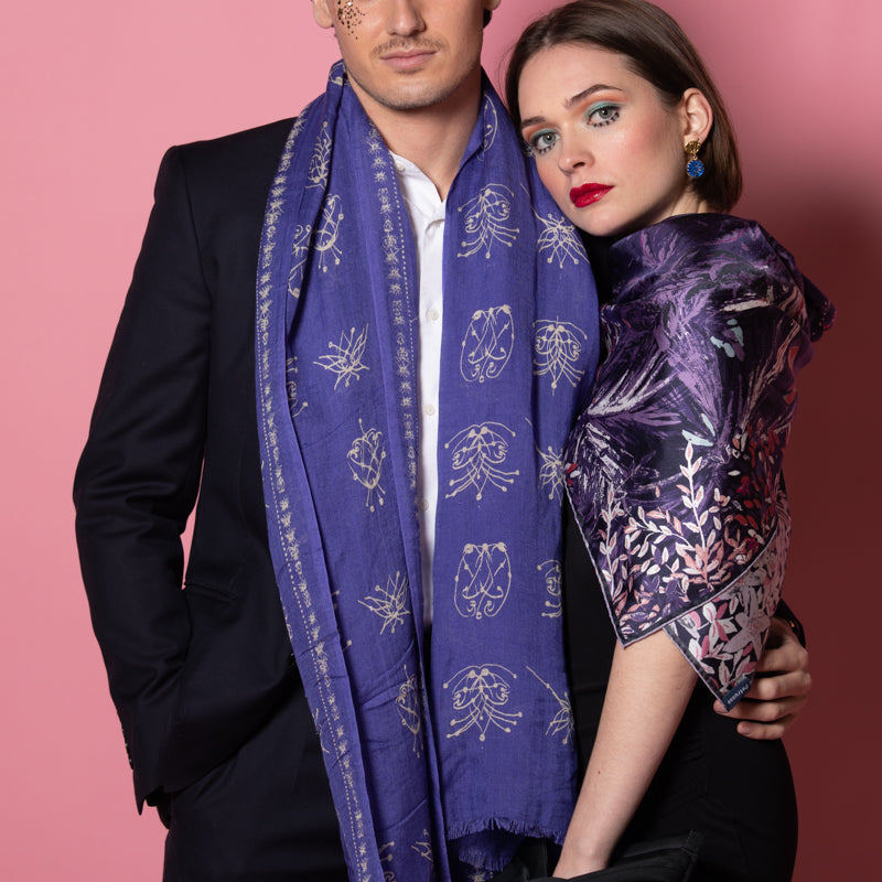 Écharpe en Lin Petrusse Anatole Violet pour Femme et Homme