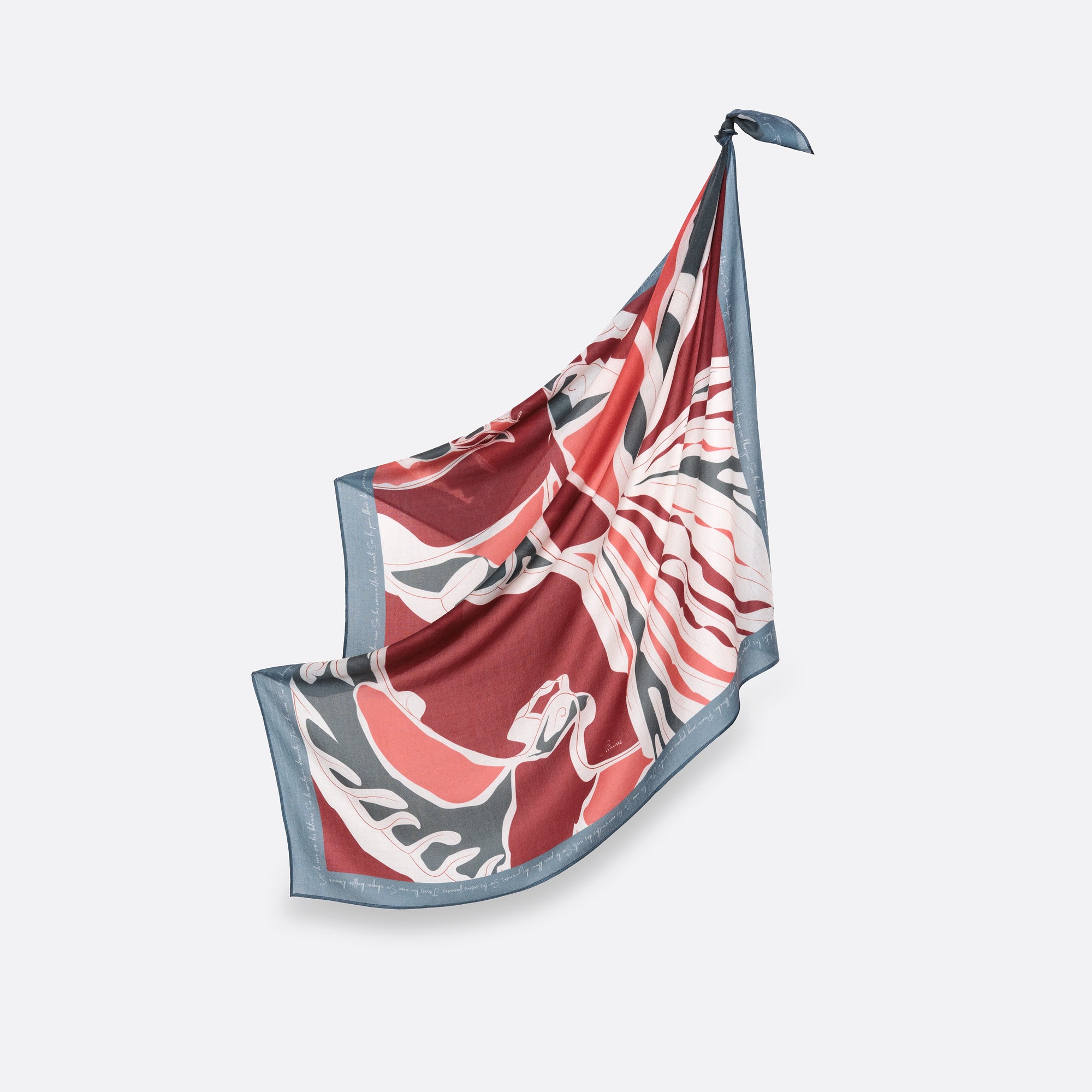 CARRE CACHEMIRE 105 PETRUSSE AUBE CACHEMIRE ROUGE VERT