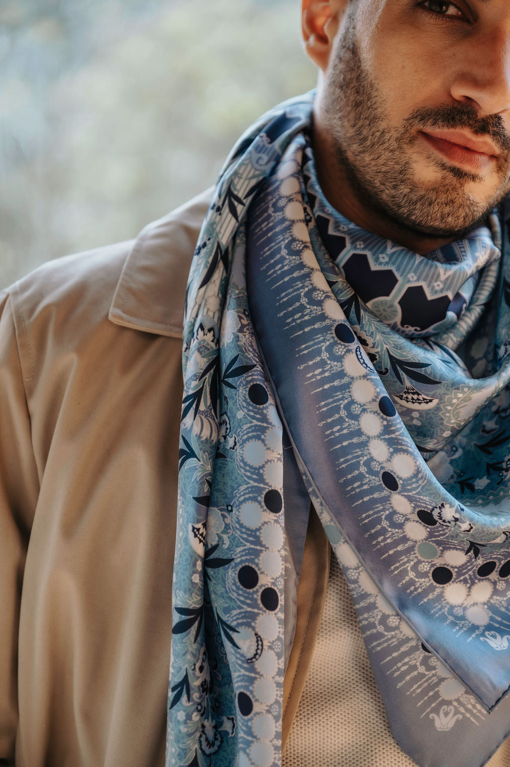 Carré En Soie 130 Petrusse Boheme Bleu | Foulard Pour Femme Et Homme