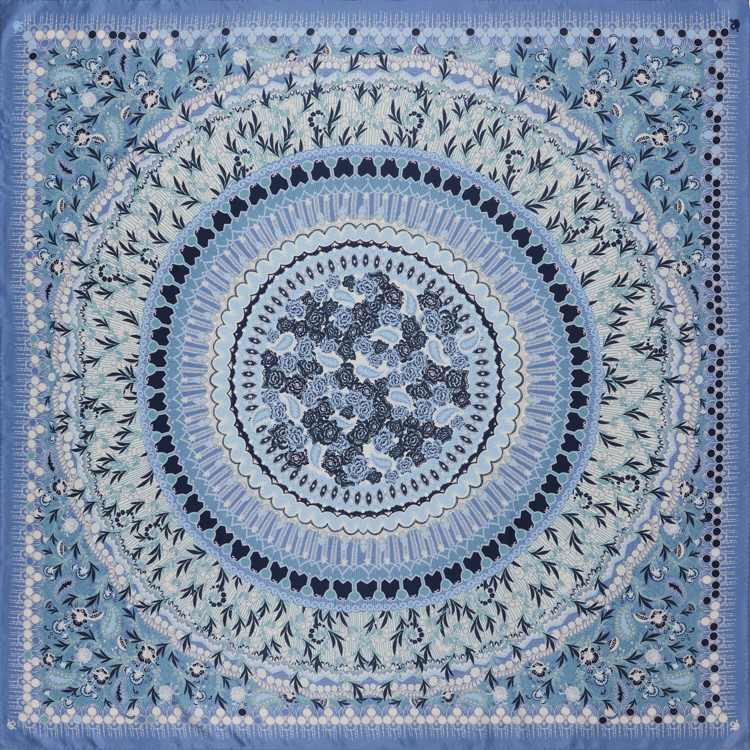 Carré En Soie 130 Petrusse Boheme Bleu | Foulard Pour Femme Et Homme