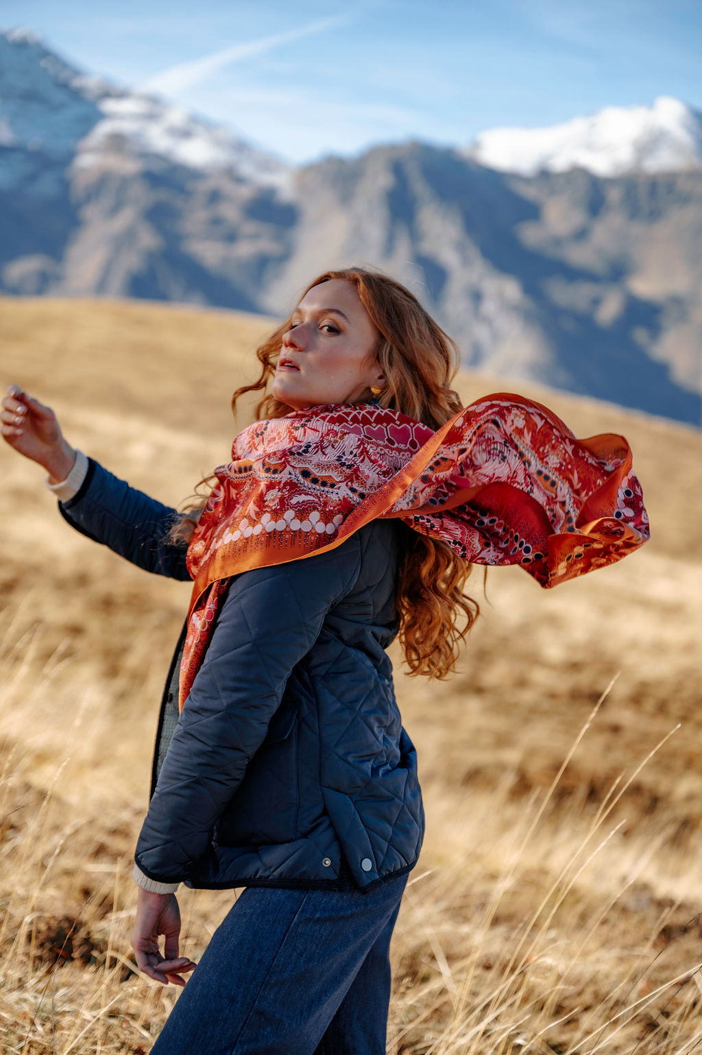 Carré en Soie PETRUSSE BOHEME CARAMEL | Foulard pour femme et homme